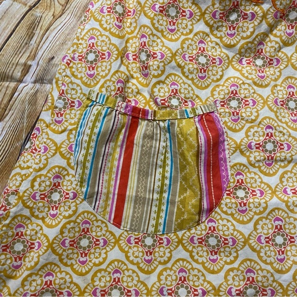 Blue Juniper Yellow Purple Floral Cotton Smocked Pocket Dress Initial K - Picture 2 of 6